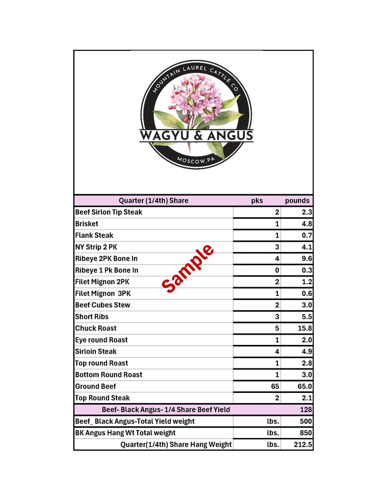 1/4 Beef- DEPOSIT-Black Angus