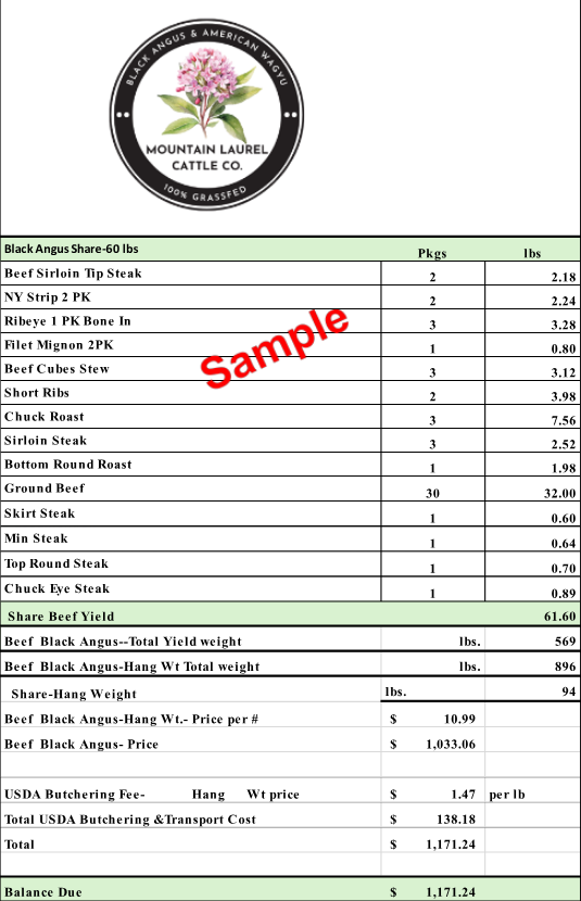 60 lbs - Black Angus Share